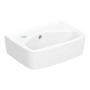 Twyford Alcona Wall-Mounted Basin – Square, 350 x 250 x 151mm, 1H – Left Hand