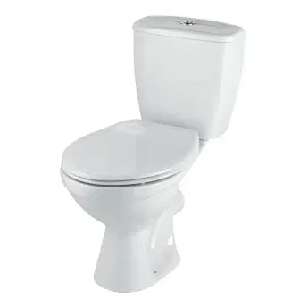 Twyford Option Close-Coupled WC (TWGGOT03WH) — White, 4/2.6L Dual Flush, European (Horizontal), Round, 360x630x770mm, Cistern + Seat