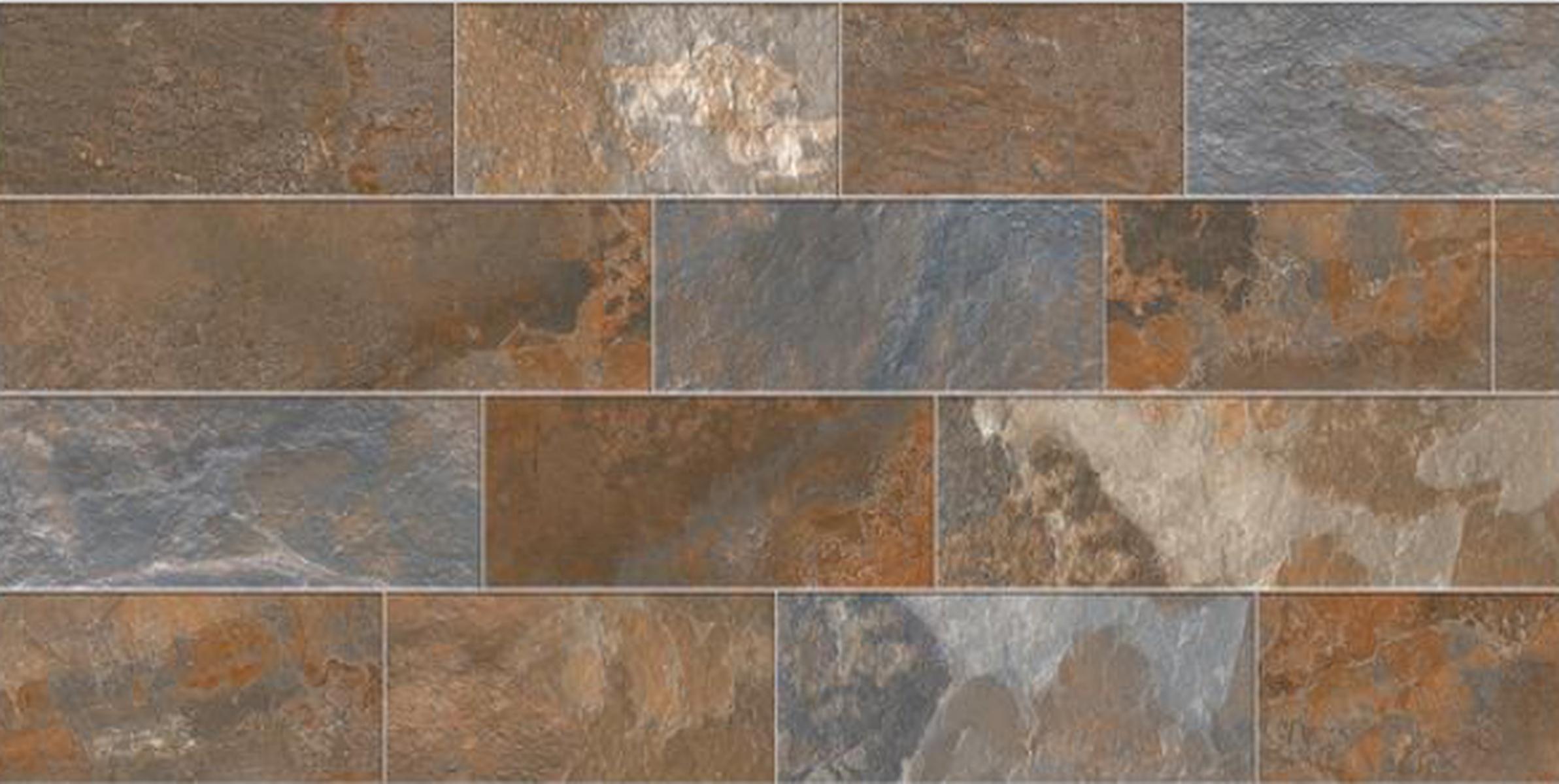 Royal Castle Ceramic Wall Tile Sand Brown Stone / Multicolour Matte, 300 x 600 mm